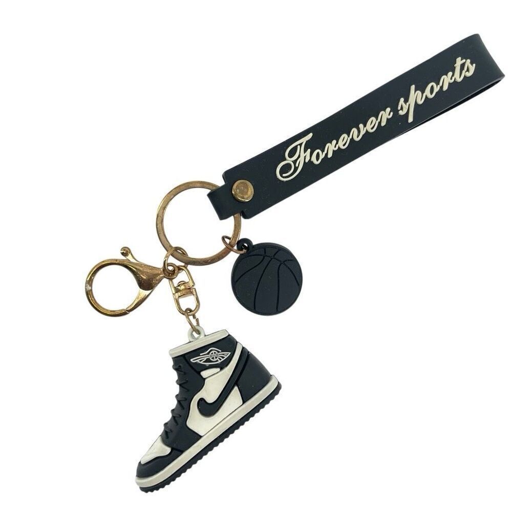 Forever Sports Nike Jordan 01 Sneaker Keychain | Black Basketball Shoe Key Ring